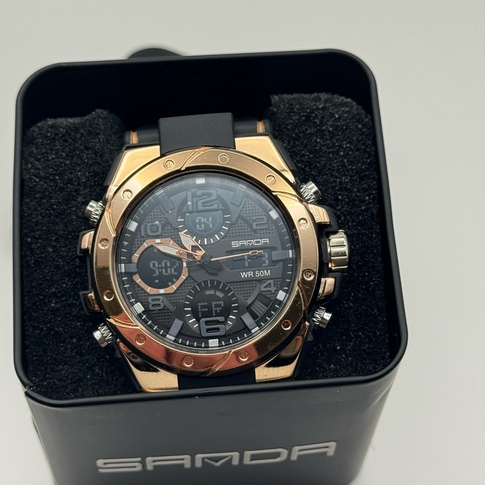 SANDA Quartz Movement Watch-  Rose Gold and Black